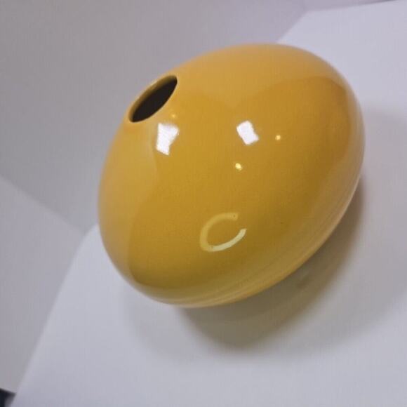 Modern Art Pottery Vases Set of 2 - Low Profile, Goldenrod Yellow, Unique Design - Picture 12 of 16